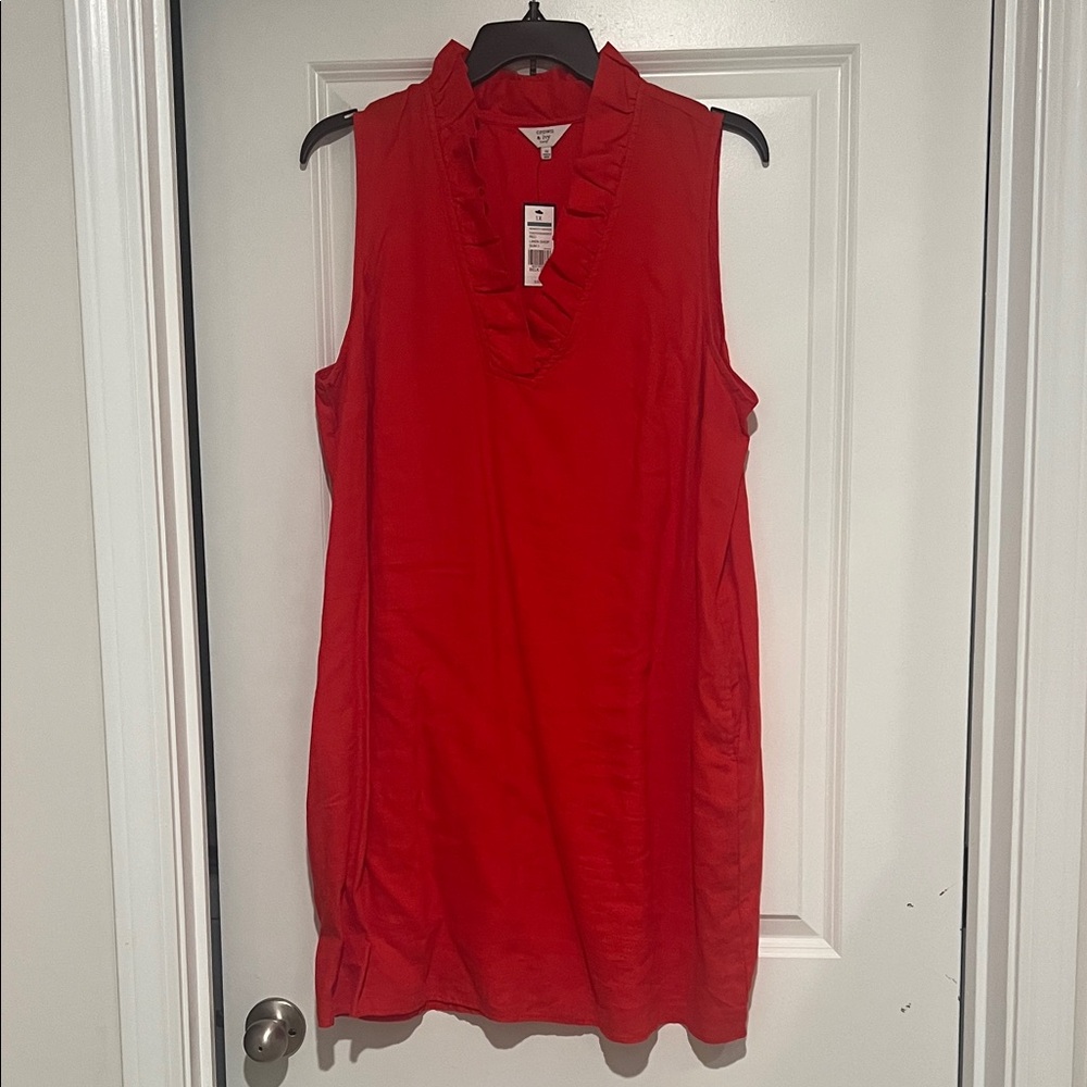 Crown & Ivy Red Sleeveless Linen Dress